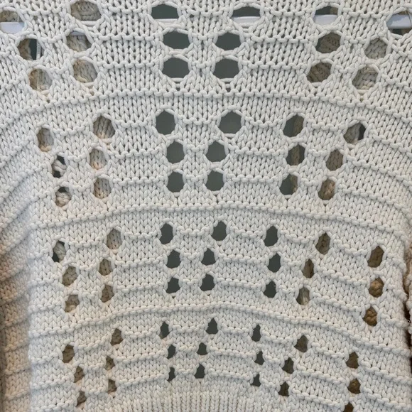 ZARA Cream Open-Knit Tie-Front Cropped Cardigan - Picture 6 of 8